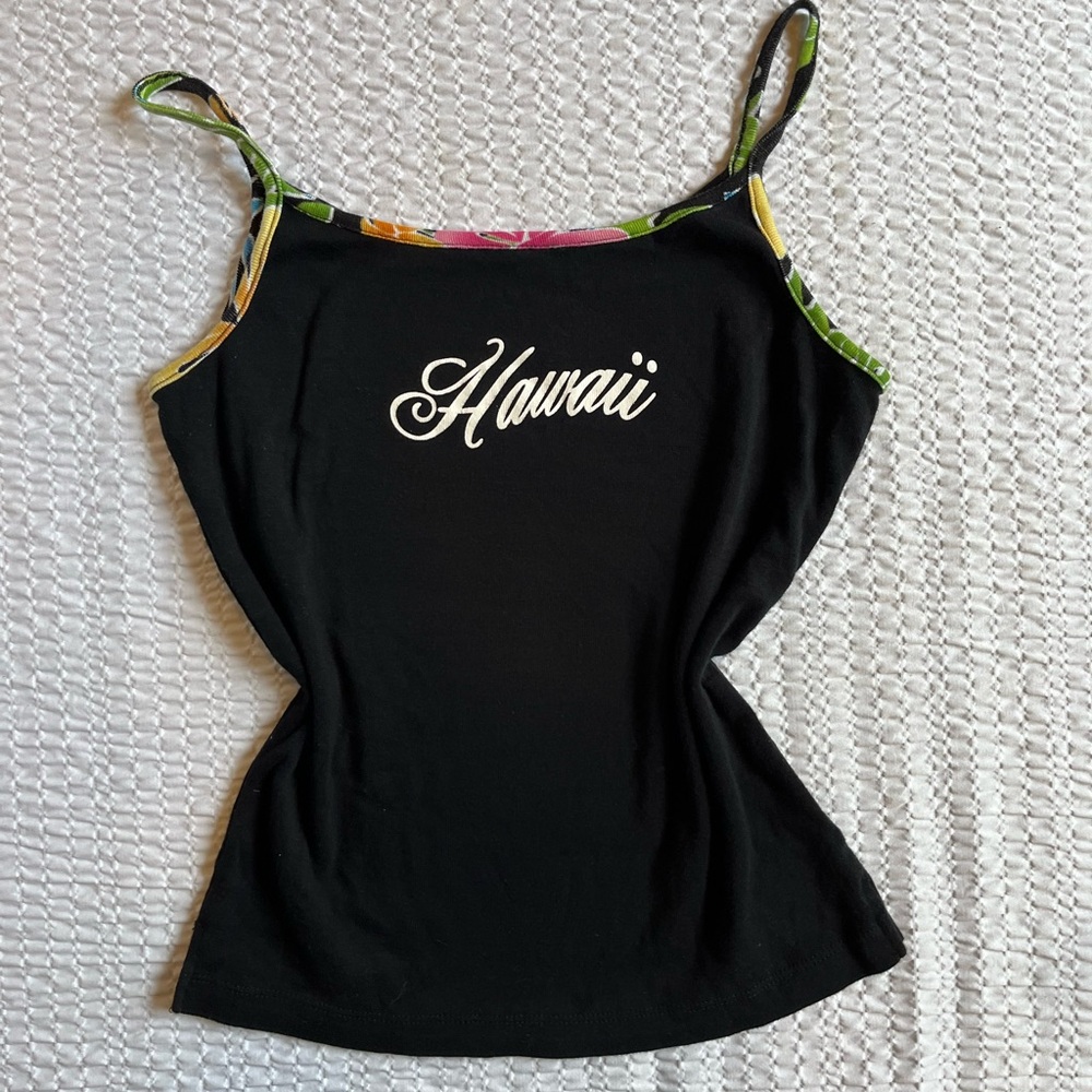 y2k 2000s Knit Coquette Preppy Cami Hawaii Beach Size L